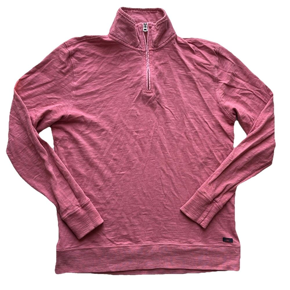 Faherty Mens Slub Cotton 1/4 Zip Pullover Shirt  Lightweight  Sweatshirt Size M